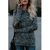 Lovely Casual Round Neck Patchwork Black Cotton Bl