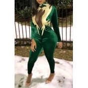 Euramerican Turtleneck Patchwork Chest See-Through