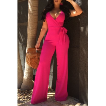 Black one piece Rayon Sleeveless Full Length V Neck Spaghetti Strap Jumpsuits Bandage Jumpsuit 