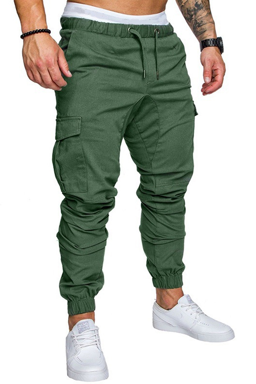 

Lovely Casual Mid Waist Army Green Cotton Pants