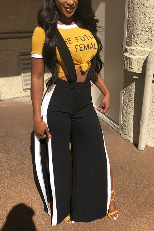 

Lovely Casual Printed Yellow Cotton Blends Two-piece Pants Set