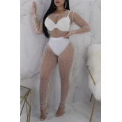 Lovely Sexy Perspective White Polyester One-piece 