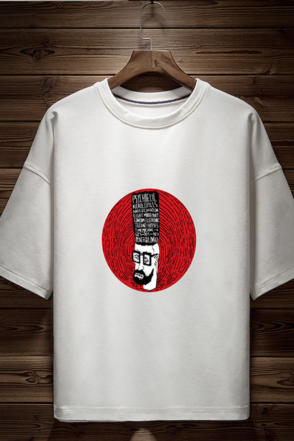 Lovely Casual Round Neck Character Printed White Cotton T-shirt for men