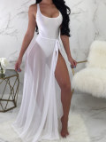 LW U Neck Skinny One-piece Swimsuit (With Cover-up)