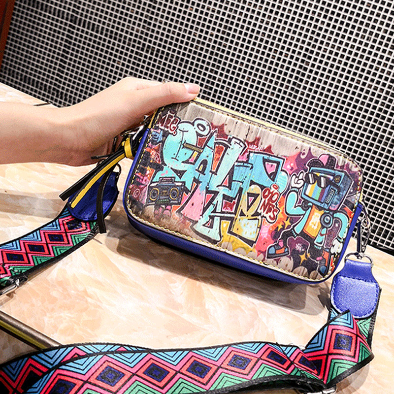 

Lovely Euramerican Graffiti Blue Messenger Bags