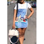 LovelyCasual Round Neck Patchwork Cartoon Printed 