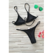 Lovely Black Nylon Two-piece Swimwears