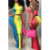 Lovely Sexy Printed Backless Two-piece Skirt Set