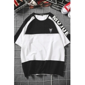 Lovely Casual Black-white Patchwork Cotton T-shirt