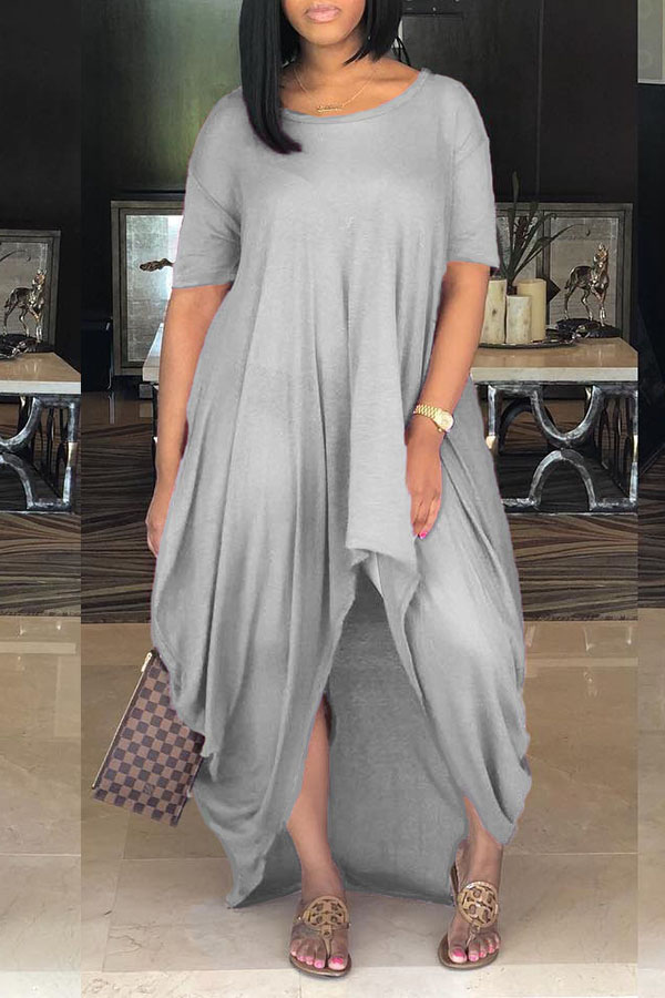 

LovelyCasual Asymmetrical Grey Floor Length Dress