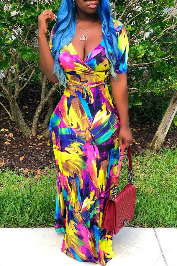 

Lovely Euramerican Printed Multicolor Floor Length Dress