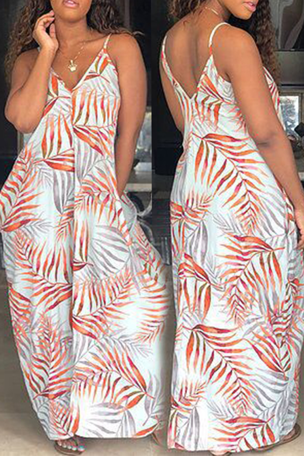 

Lovely Euramerican Floral Printed Orange Qmilch Ankle Length Dress