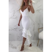 Lovely Casual Asymmetrical Fishtail White Ankle Le