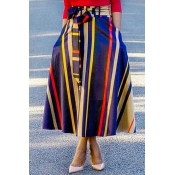 Lovely Euramerican Striped Multicolor Ankle Length