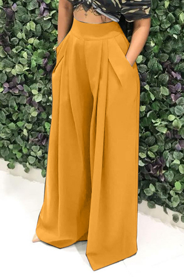 

Lovely Casual Loose Yellow Knitting Pants