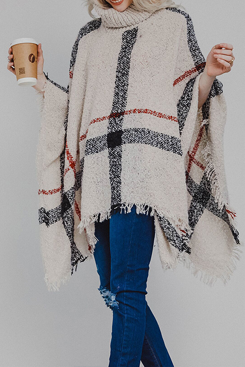 Lovely Fashion Tassel Loose Beige Sweaters