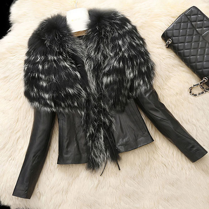 

Lovely Fashion Patchwork Long Sleeves Black Faux Fur Coat