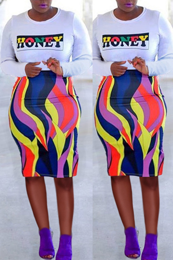 

Lovely Casual Printed Patchwork White Mini Dress