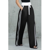 Lovely Casual Patchwork Loose Black Qmilch Pants