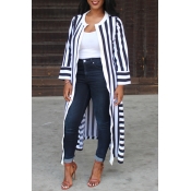 Lovely Casual Striped Long Multicolor Coat