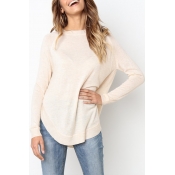 Lovely Casual Asymmetrical Apricot Knitting Sweate