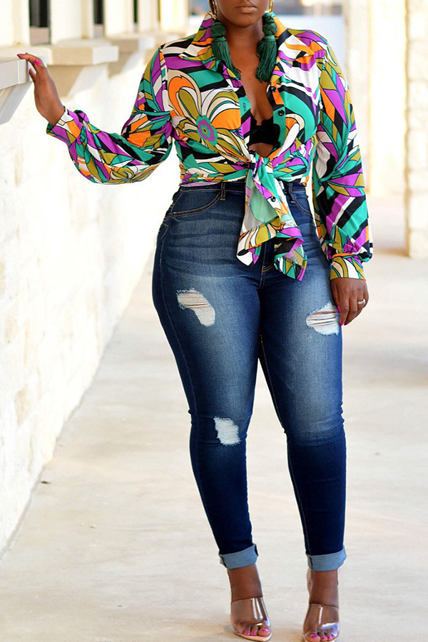 

Lovely Euramerican Floral Printed Multicolor Shirts