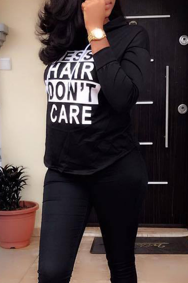 

Lovely Casual Hooded Collar Black Hoodies