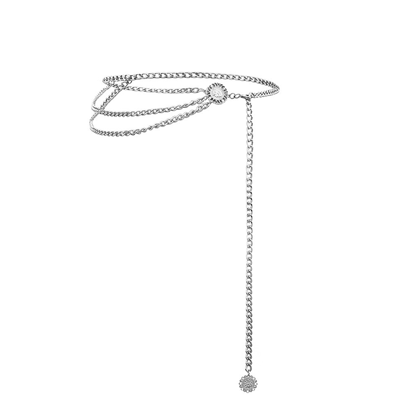 

Lovely Euramerican Layered Silver Metal Body Chain
