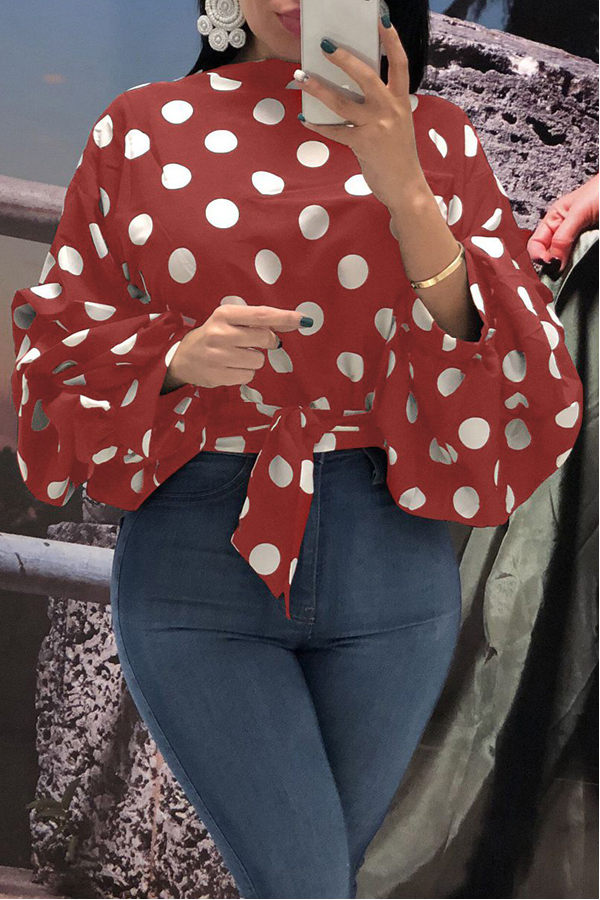 

Lovely Trendy Dots Printed Red Blouses
