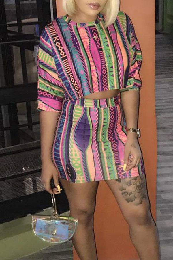 

Lovely Trendy Printed Multicolor Two-piece Skirt Set