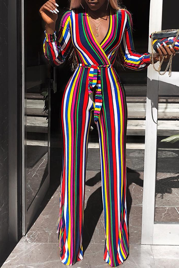 

Lovely Casual Striped Multicolor Twilled Satin One-piece Jumpsuit