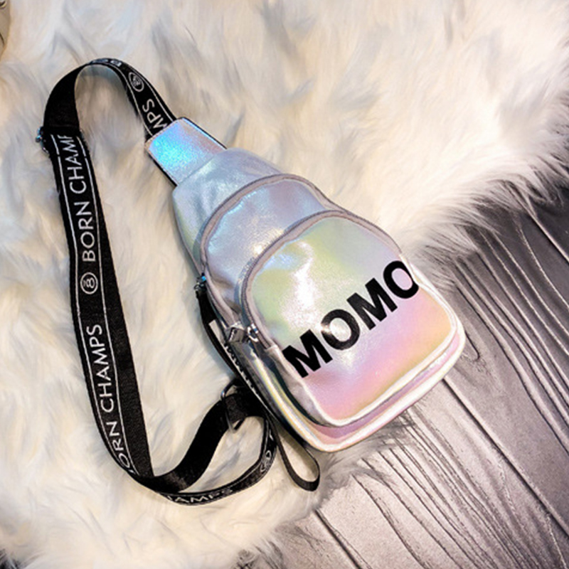 

Lovely Euramerican Letters Printed Multicolor Patent Leather Messenger