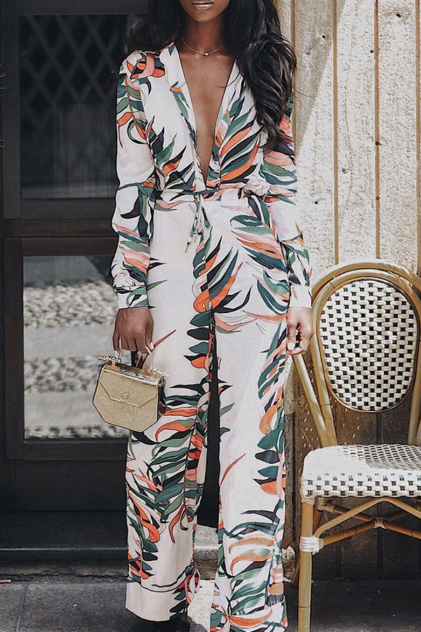 

Lovely Casual Printed Multicolor Blending One-piece Jumpsuit, Multi