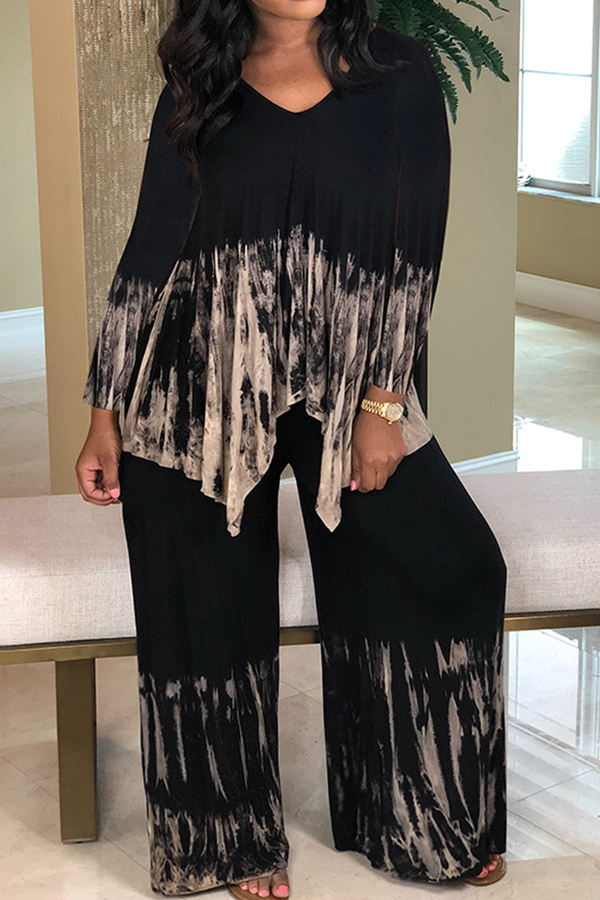 

Lovely Casual Long Sleeves Loose Black Two-piece Pants Set