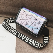 Lovely Fashion Geometric Printed Black Patent Leat