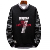 Lovely Casual Printed Patchwork Black Hoodies