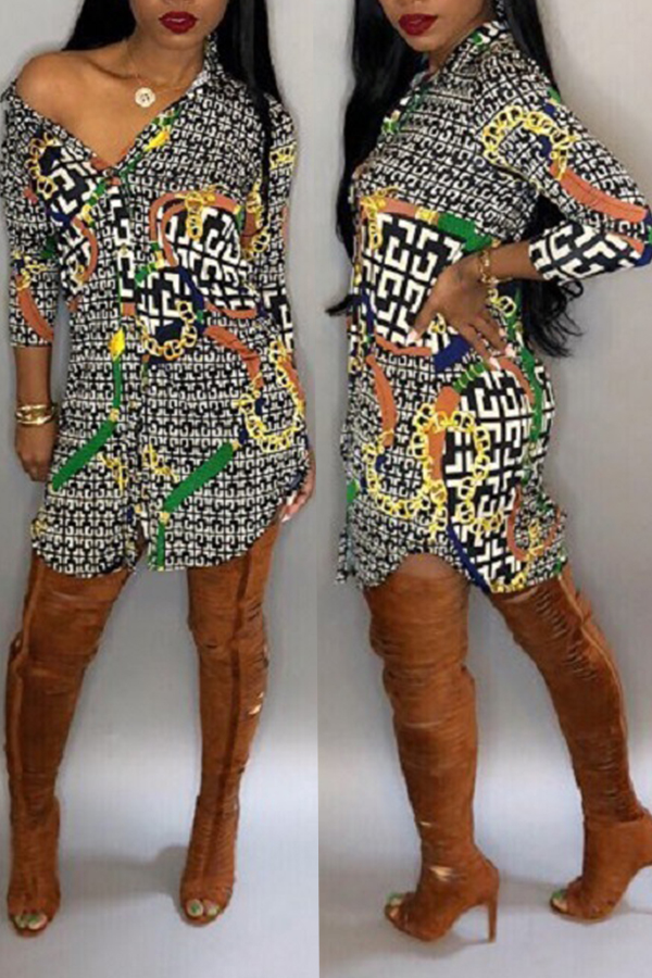 

Lovely Casual Printed Multicolor Mini Dress