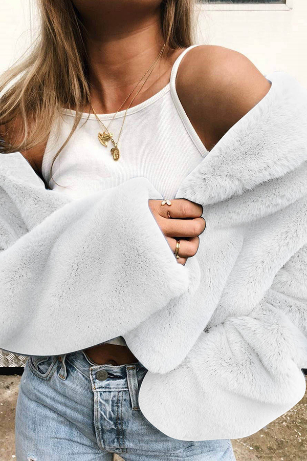 

Lovely Casual Long Sleeves White Coat