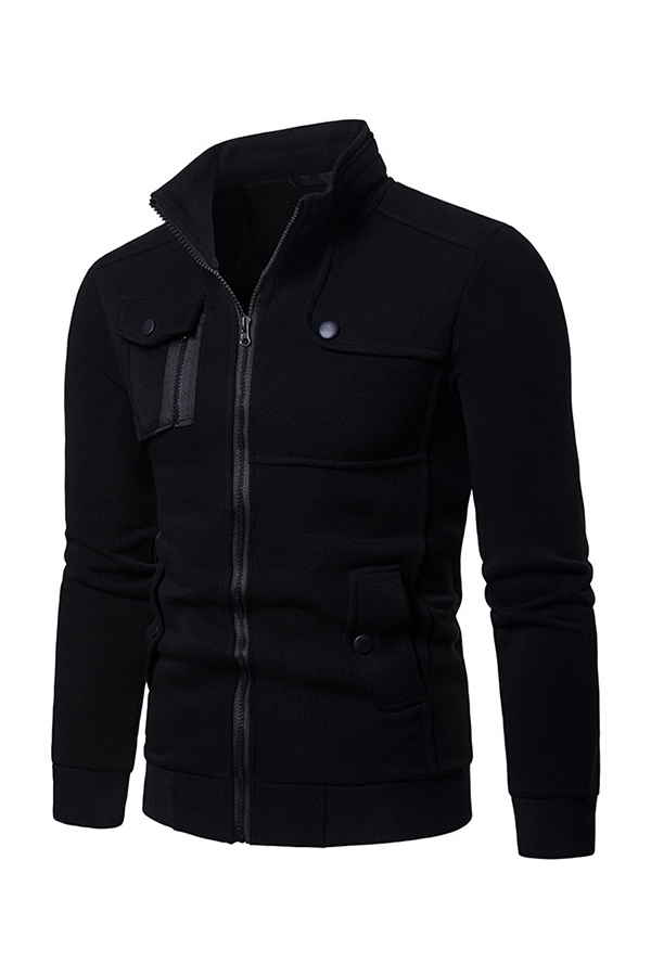 

Lovely Casual Patchwork Black Cotton Cardigan Hoodies