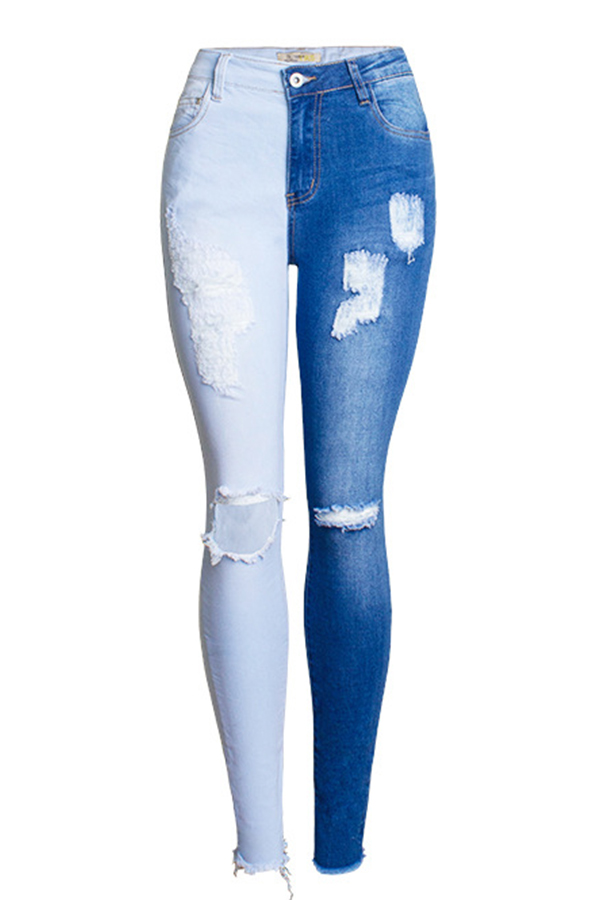 Lovely Chic Patchwork Blue Jeans