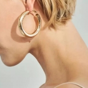 Lovely Euramerican Circle Gold Metal Earring