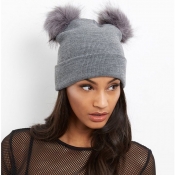 Lovely Euramerican Ball Shape Grey Sweater Hats