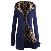 Lovely Casual Long Sleeves Deep Blue Blending Coat