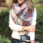 Lovely Casual Grids Multicolor Blended Scarves