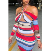 Lovely Casual Striped Multicolor Twilled Satin Min
