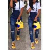 Lovely Euramerican Skinny Blue Denim One-piece Jum