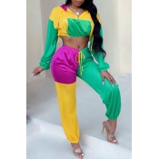 Lovely Trendy Color-lump Patchwork Green Twilled S