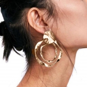 Lovely Fashion Asymmetrical Gold Metal Earring