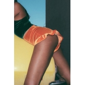 Lovely Sexy Flounce Design Skinny Orange Shorts