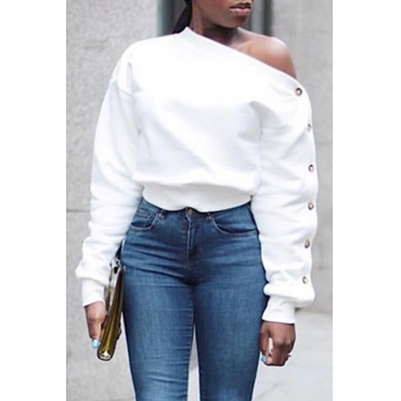 

LW Trendy Long Sleeves White Sweatshirt Hoodie